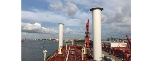 Περιστρεφόμενα κυλινδρικά ιστία για εκμετάλλευση αιολικής ενέργειας σε πλοίο της Maersk Tankers